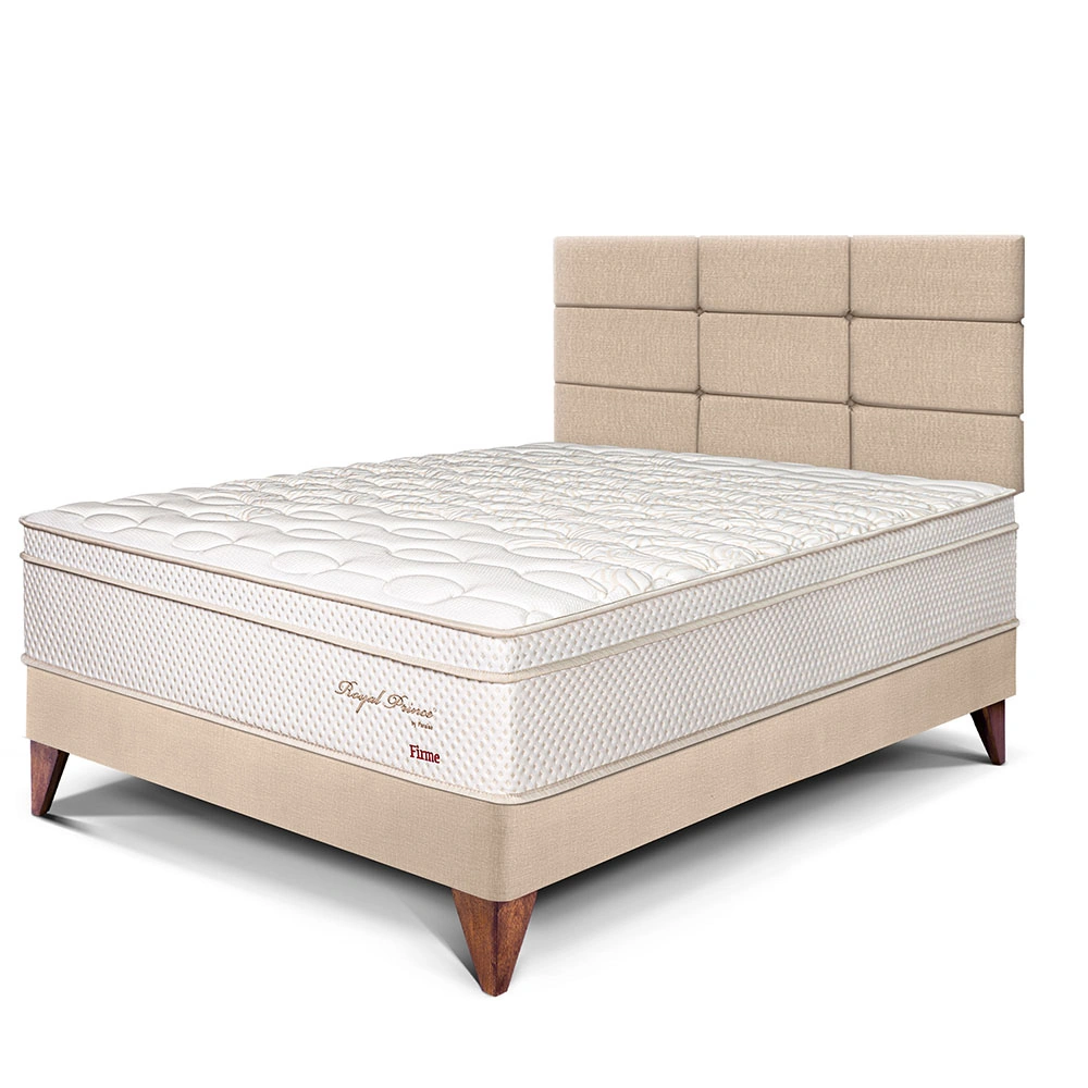 DORMITORIO EUROPEO PARAÍSO ROYAL PRINCE 1.5 PLAZAS + CABECERA BLOCKS CHAMPAGNE + 1 ALMOHADA VISCOELÁSTICA - 1