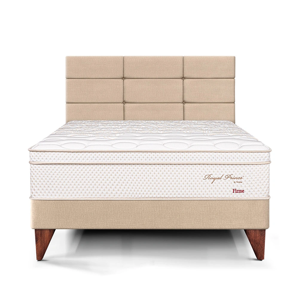 DORMITORIO EUROPEO PARAÍSO ROYAL PRINCE 1.5 PLAZAS + CABECERA BLOCKS CHAMPAGNE + 1 ALMOHADA VISCOELÁSTICA - 3
