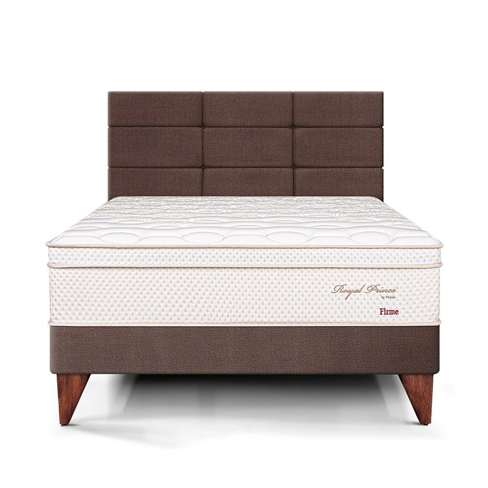 DORMITORIO EUROPEO PARAÍSO ROYAL PRINCE 1.5 PLAZAS + CABECERA BLOCKS CHOCOLATE + 1 ALMOHADA VISCOELÁSTICA - 3