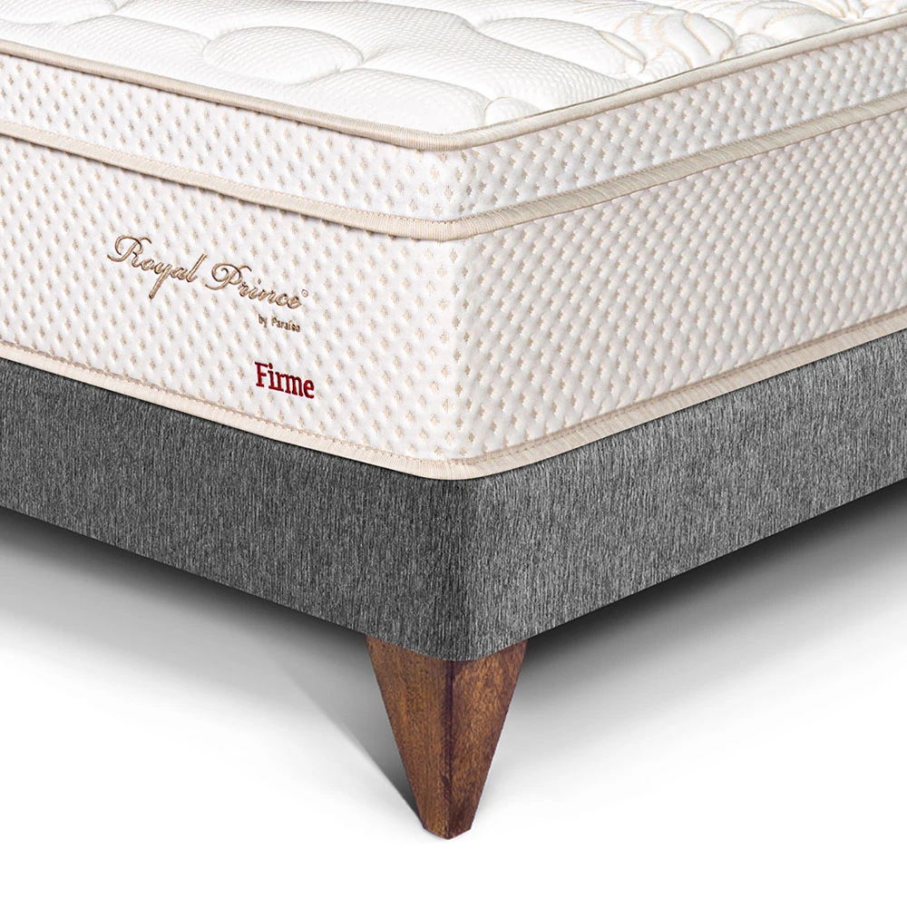 DORMITORIO EUROPEO PARAÍSO ROYAL PRINCE 1.5 PLAZAS + CABECERA BLOCKS GRIS + 1 ALMOHADA VISCOELÁSTICA - 2