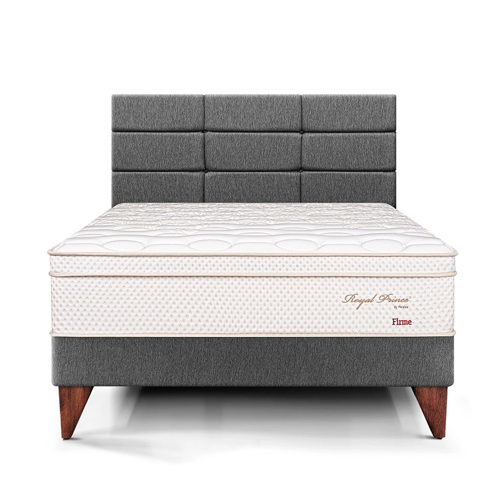 DORMITORIO EUROPEO PARAÍSO ROYAL PRINCE 1.5 PLAZAS + CABECERA BLOCKS GRIS + 1 ALMOHADA VISCOELÁSTICA - 3
