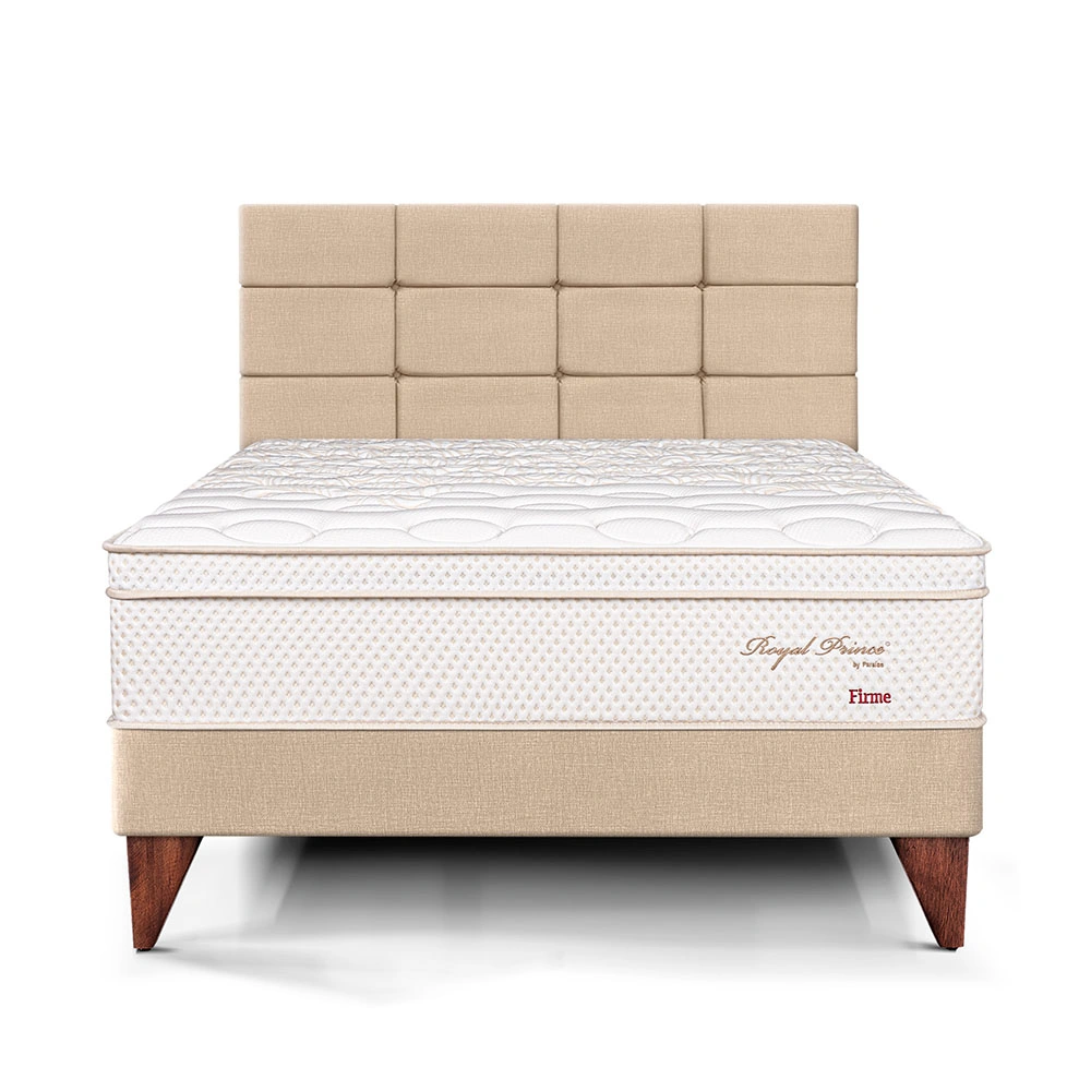 DORMITORIO EUROPEO PARAÍSO ROYAL PRINCE 2 PLAZAS + CABECERA BLOCKS CHAMPAGNE + 2 ALMOHADAS VISCOELÁSTICAS - 3