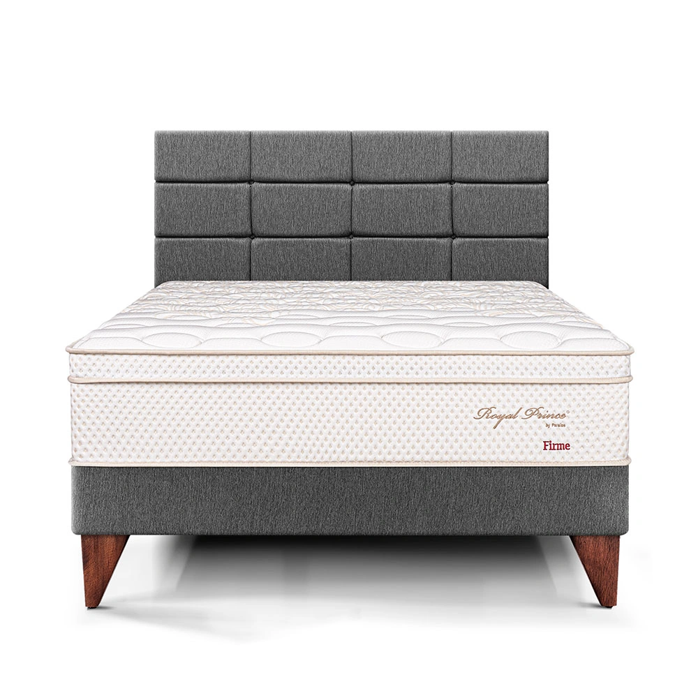 DORMITORIO EUROPEO PARAÍSO ROYAL PRINCE 2 PLAZAS + CABECERA BLOCKS GRIS + 2 ALMOHADAS VISCOELÁSTICAS - 3