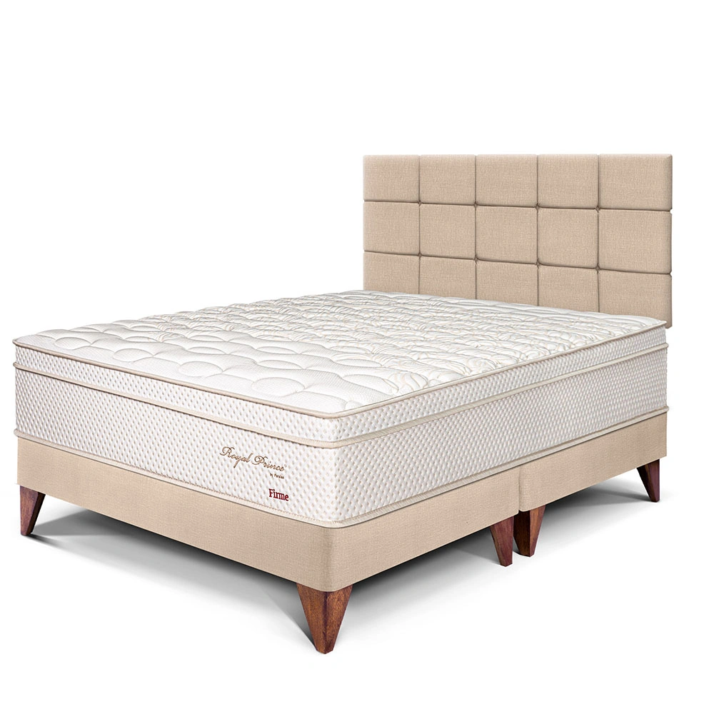 DORMITORIO EUROPEO PARAÍSO ROYAL PRINCE QUEEN + CABECERA BLOCKS CHAMPAGNE + 2 ALMOHADAS VISCOELÁSTICAS - 1