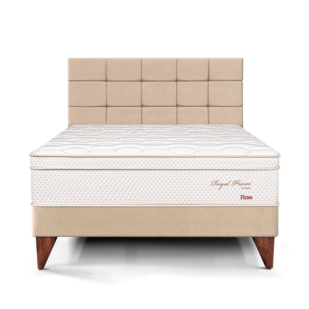 DORMITORIO EUROPEO PARAÍSO ROYAL PRINCE QUEEN + CABECERA BLOCKS CHAMPAGNE + 2 ALMOHADAS VISCOELÁSTICAS - 3