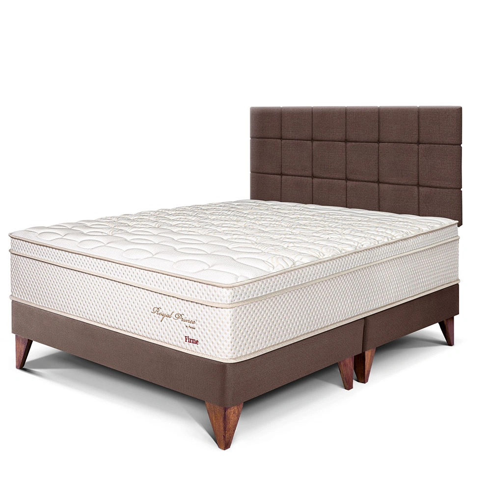 DORMITORIO EUROPEO PARAÍSO ROYAL PRINCE KING + CABECERA BLOCKS CHOCOLATE + 2 ALMOHADAS VISCOELÁSTICAS - 1