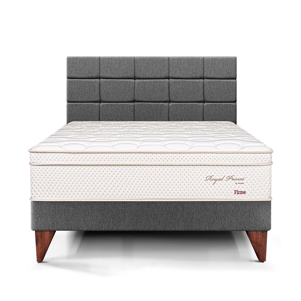 DORMITORIO EUROPEO PARAÍSO ROYAL PRINCE KING + CABECERA BLOCKS GRIS + 2 ALMOHADAS VISCOELÁSTICAS - 3