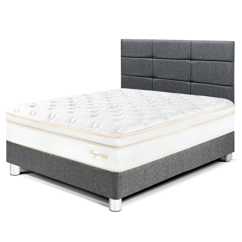 DORMITORIO PARAÍSO ROYAL CLOUD 1.5 PLAZAS + CABECERA BLOCKS GRIS + 1 ALMOHADA VISCOELÁSTICA - 1