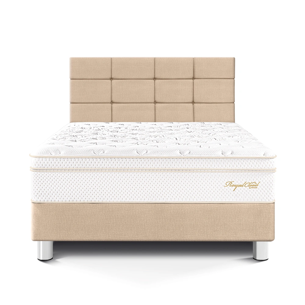 DORMITORIO PARAÍSO ROYAL CLOUD 2 PLAZAS + CABECERA BLOCKS CHAMPAGNE + 2 ALMOHADAS VISCOELÁSTICAS - 3