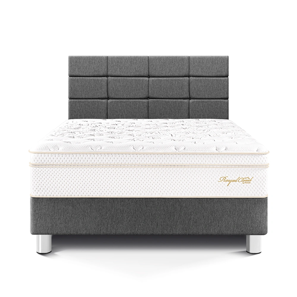 DORMITORIO PARAÍSO ROYAL CLOUD 2 PLAZAS + CABECERA BLOCKS GRIS + 2 ALMOHADAS VISCOELÁSTICAS - 3