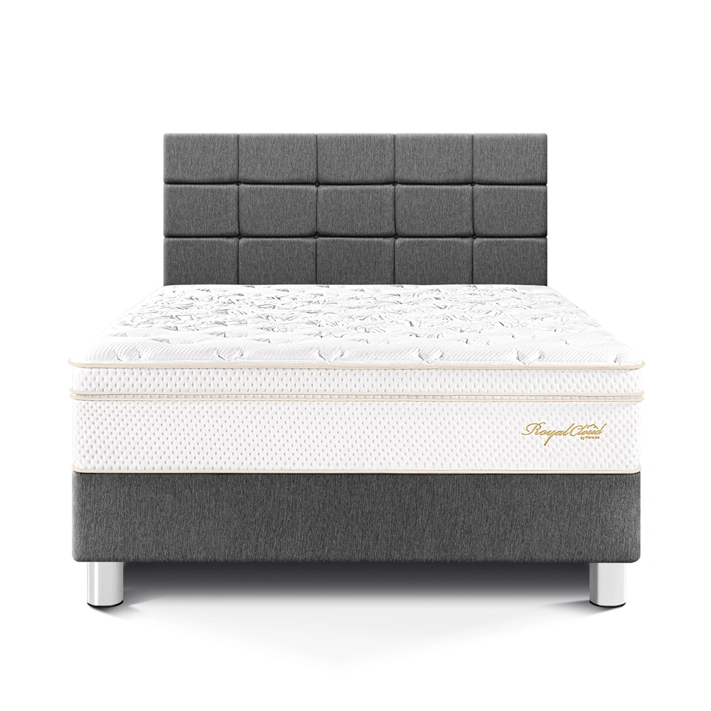 DORMITORIO PARAÍSO ROYAL CLOUD QUEEN + CABECERA BLOCKS GRIS + 2 ALMOHADAS VISCOELÁSTICAS - 3