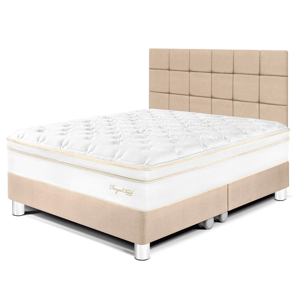 DORMITORIO PARAÍSO ROYAL CLOUD KING + CABECERA BLOCKS CHAMPAGNE + 2 ALMOHADAS VISCOELÁSTICAS - 1