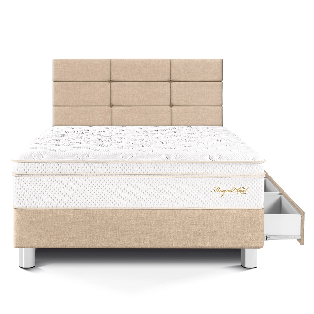 DORMITORIO CON CAJONES PARAÍSO ROYAL CLOUD 1.5 PLAZAS + CABECERA BLOCKS CHAMPAGNE + 1 ALMOHADA VISCOELÁSTICA - 3