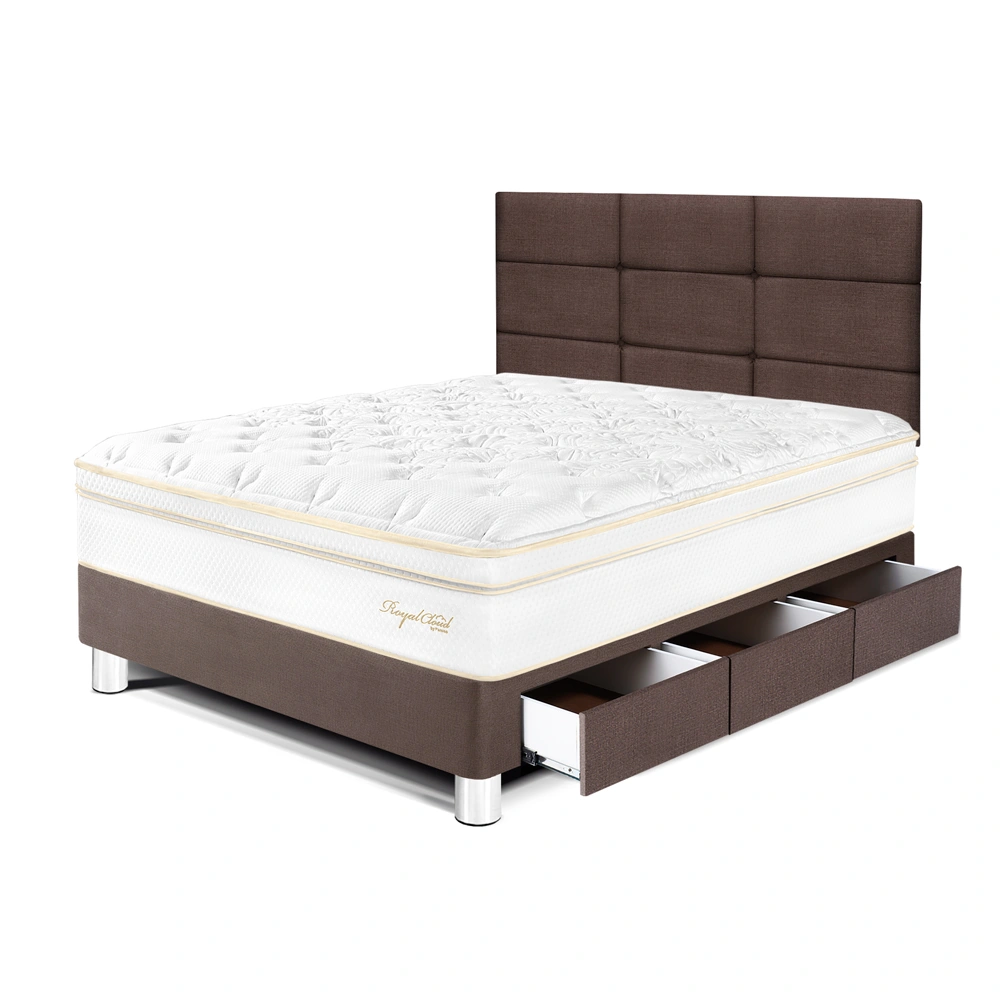 DORMITORIO CON CAJONES PARAÍSO ROYAL CLOUD 1.5 PLAZAS + CABECERA BLOCKS CHOCOLATE + 1 ALMOHADA VISCOELÁSTICA - 1
