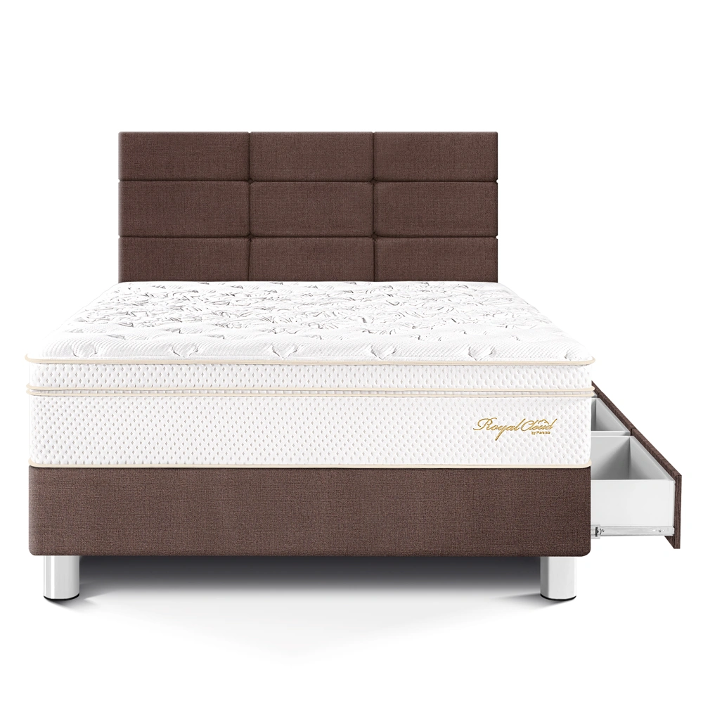 DORMITORIO CON CAJONES PARAÍSO ROYAL CLOUD 1.5 PLAZAS + CABECERA BLOCKS CHOCOLATE + 1 ALMOHADA VISCOELÁSTICA - 3