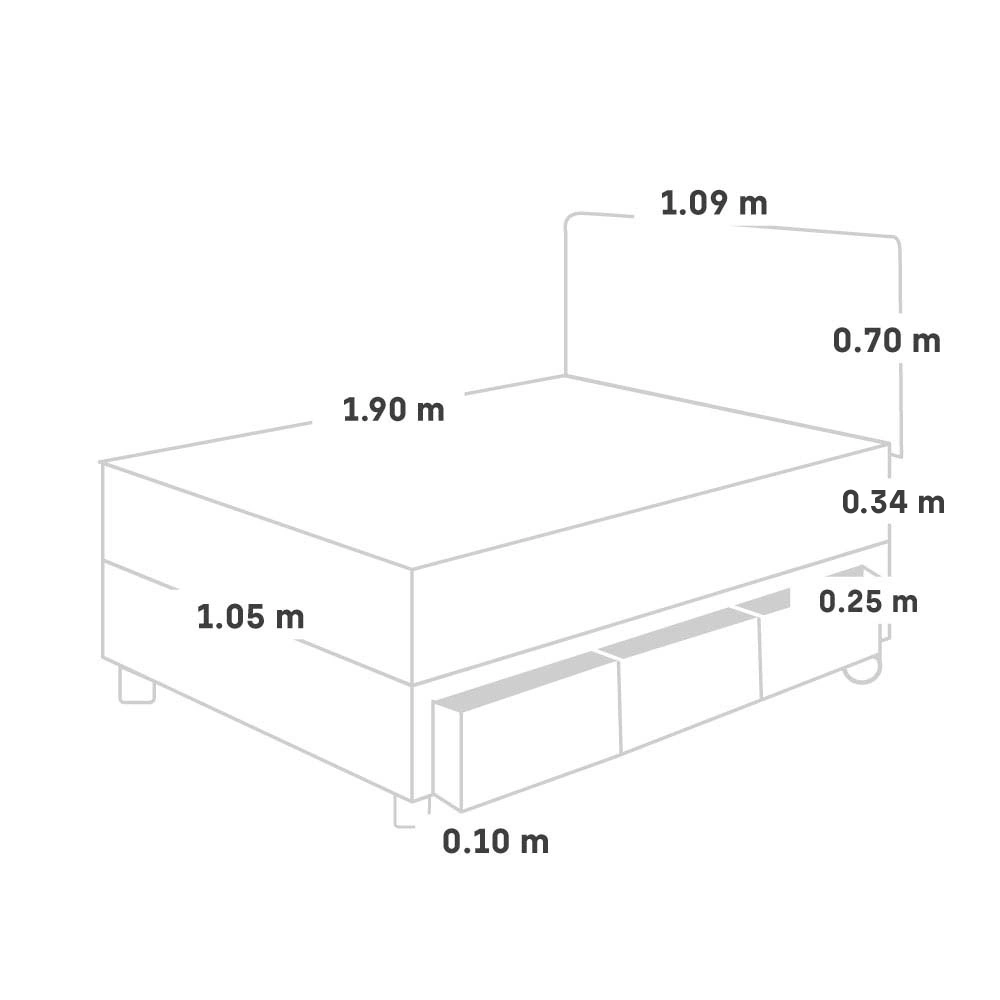 DORMITORIO CON CAJONES PARAÍSO ROYAL CLOUD 1.5 PLAZAS + CABECERA BLOCKS CHOCOLATE + 1 ALMOHADA VISCOELÁSTICA - 5