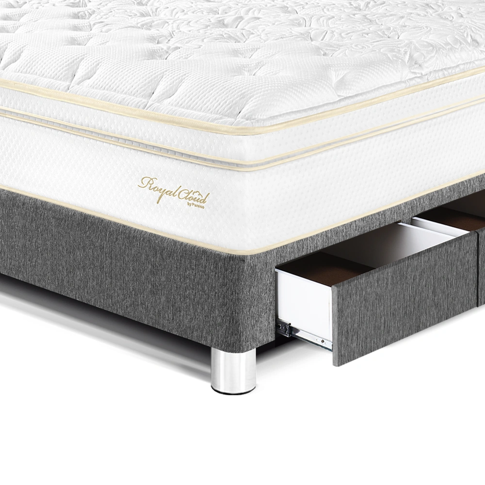 DORMITORIO CON CAJONES PARAÍSO ROYAL CLOUD 1.5 PLAZAS + CABECERA BLOCKS GRIS + 1 ALMOHADA VISCOELÁSTICA - 2