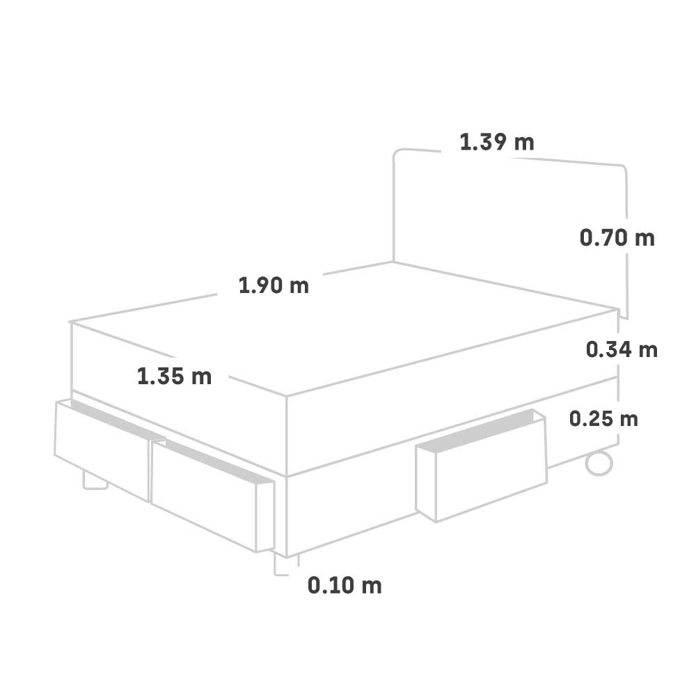 DORMITORIO CON CAJONES PARAÍSO ROYAL CLOUD 2 PLAZAS + CABECERA BLOCKS CHAMPAGNE + 2 ALMOHADAS VISCOELÁSTICAS - 5