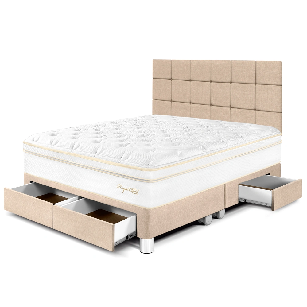 DORMITORIO CON CAJONES PARAÍSO ROYAL CLOUD KING + CABECERA BLOCKS CHAMPAGNE + 2 ALMOHADAS VISCOELÁSTICAS - 1