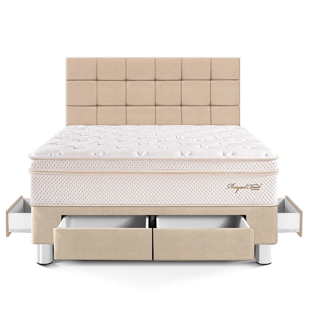DORMITORIO CON CAJONES PARAÍSO ROYAL CLOUD KING + CABECERA BLOCKS CHAMPAGNE + 2 ALMOHADAS VISCOELÁSTICAS - 3