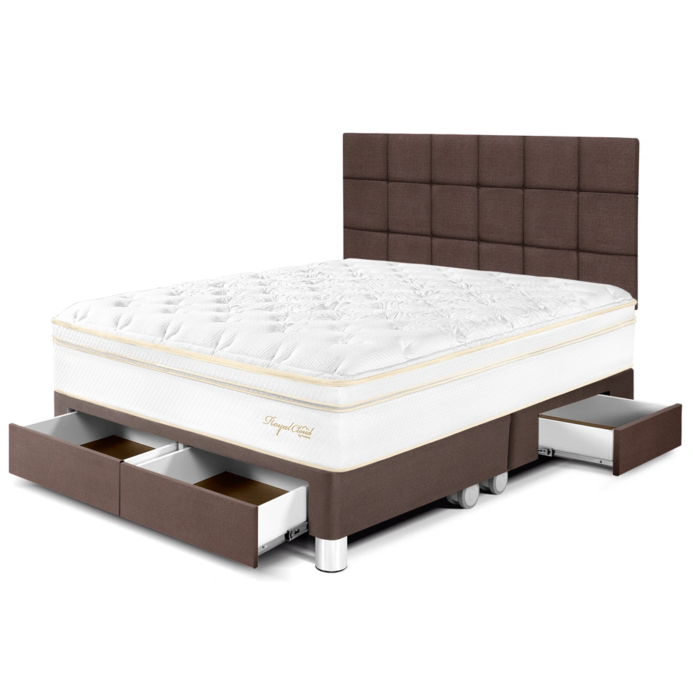 DORMITORIO CON CAJONES PARAÍSO ROYAL CLOUD KING + CABECERA BLOCKS CHOCOLATE + 2 ALMOHADAS VISCOELÁSTICAS - 1
