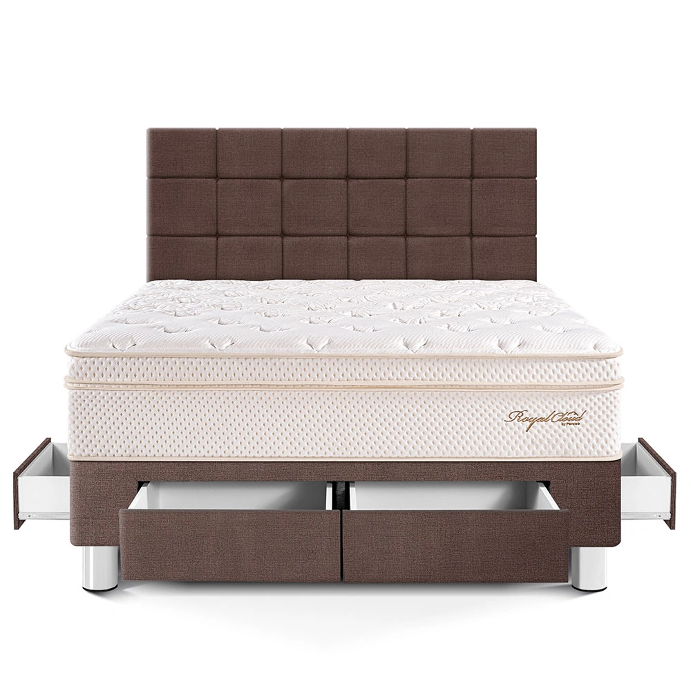 DORMITORIO CON CAJONES PARAÍSO ROYAL CLOUD KING + CABECERA BLOCKS CHOCOLATE + 2 ALMOHADAS VISCOELÁSTICAS - 3