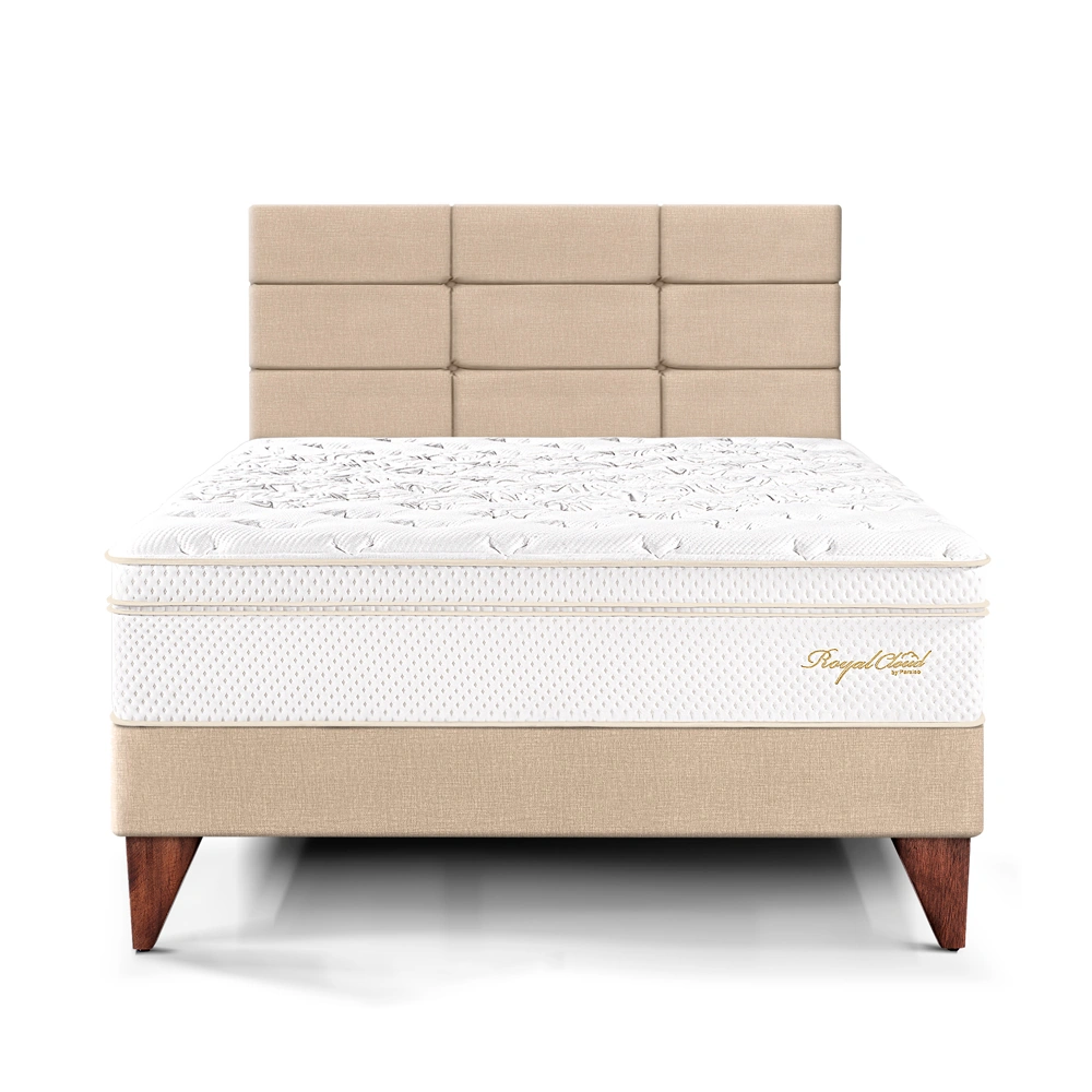 DORMITORIO EUROPEO PARAÍSO ROYAL CLOUD 1.5 PLAZAS + CABECERA BLOCKS CHAMPAGNE + 1 ALMOHADA VISCOELÁSTICA - 3