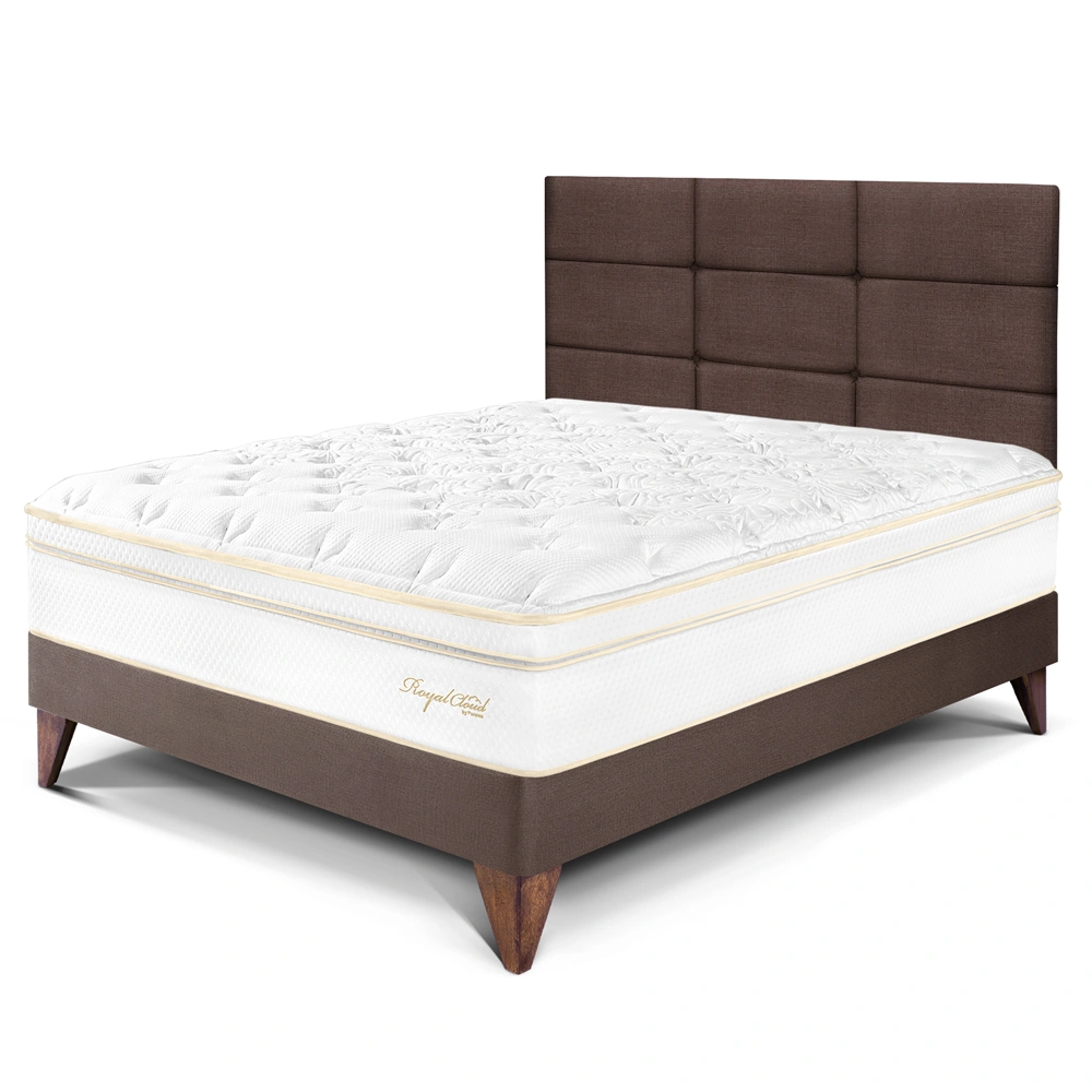 DORMITORIO EUROPEO PARAÍSO ROYAL CLOUD 1.5 PLAZAS + CABECERA BLOCKS CHOCOLATE + 1 ALMOHADA VISCOELÁSTICA - 1
