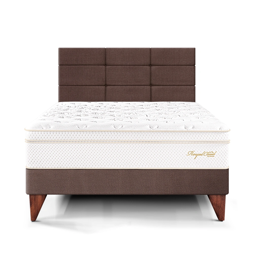 DORMITORIO EUROPEO PARAÍSO ROYAL CLOUD 1.5 PLAZAS + CABECERA BLOCKS CHOCOLATE + 1 ALMOHADA VISCOELÁSTICA - 3