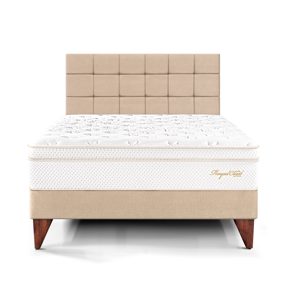 DORMITORIO EUROPEO PARAÍSO ROYAL CLOUD KING + CABECERA BLOCKS CHAMPAGNE + 2 ALMOHADAS VISCOELÁSTICAS - 3