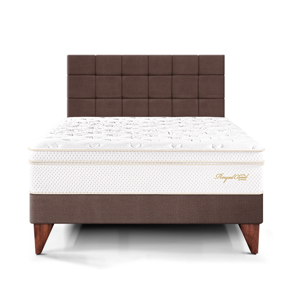 DORMITORIO EUROPEO PARAÍSO ROYAL CLOUD KING + CABECERA BLOCKS CHOCOLATE + 2 ALMOHADAS VISCOELÁSTICAS - 3
