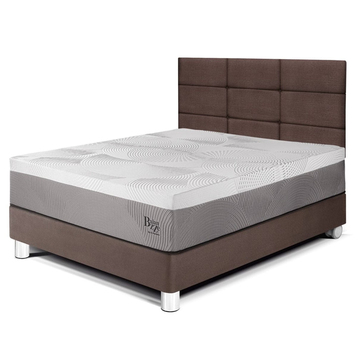 DORMITORIO PARAÍSO BALANZZE 1.5 PLAZAS ROYAL CABECERA BLOCKS CHOCOLATE + 1 ALMOHADA VISCOELÁSTICA - 1