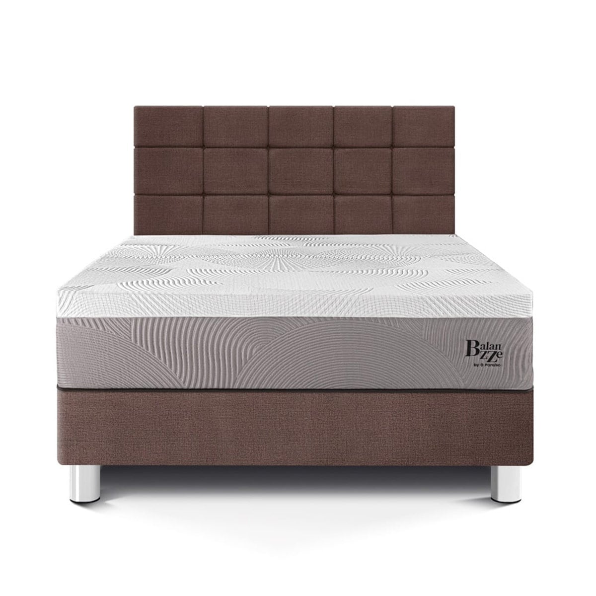 DORMITORIO PARAÍSO BALANZZE QUEEN ROYAL + CABECERA BLOCKS CHOCOLATE + 2 ALMOHADAS VISCOELÁSTICAS - 3