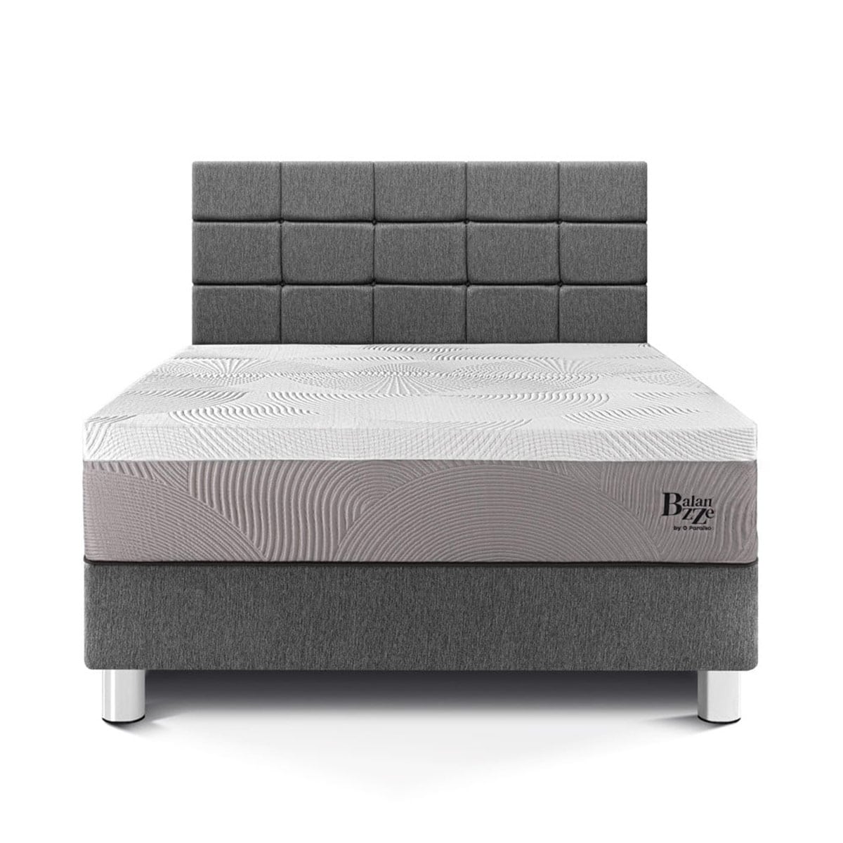 DORMITORIO PARAÍSO BALANZZE QUEEN ROYAL + CABECERA BLOCKS GRIS + 2 ALMOHADAS VISCOELÁSTICAS - 3