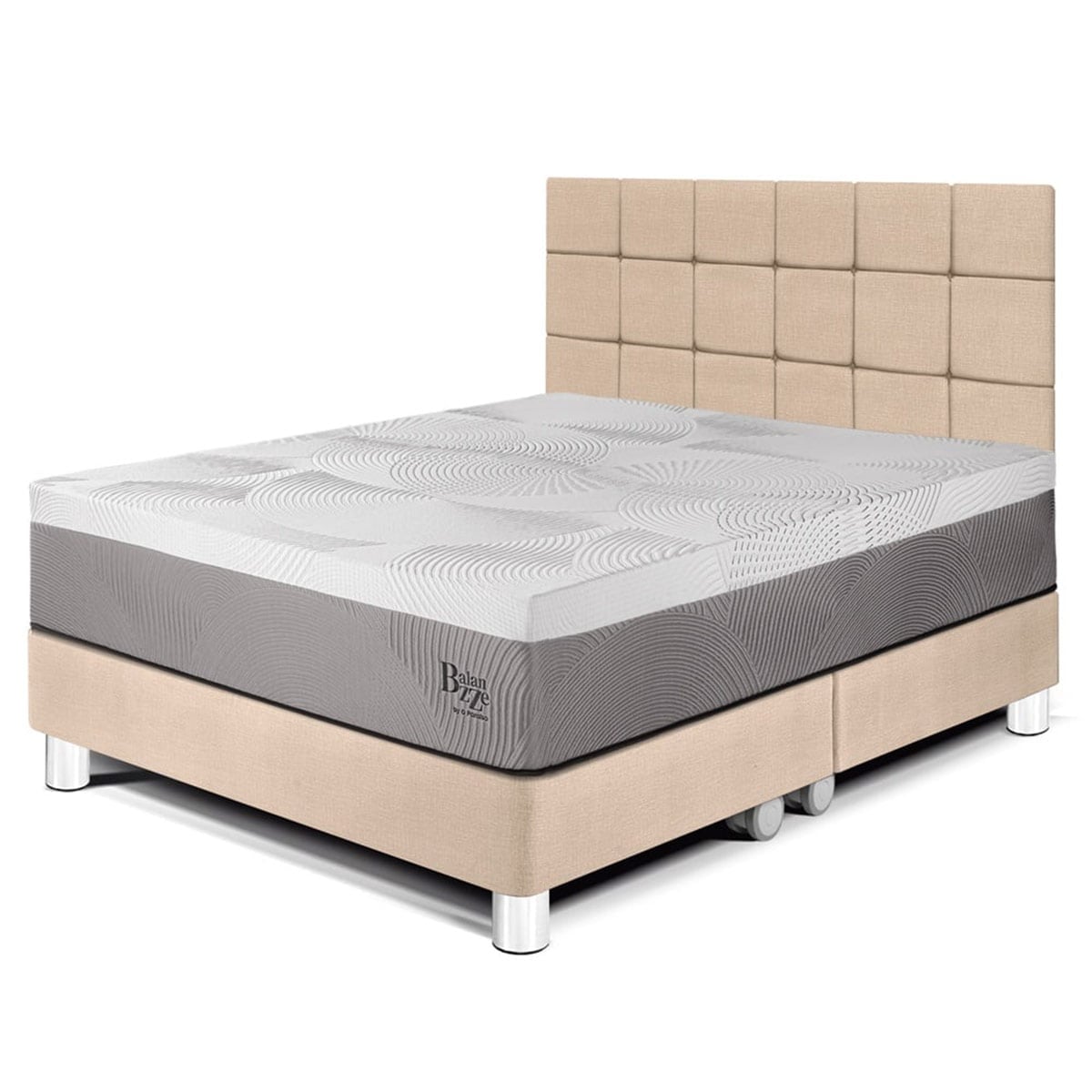 DORMITORIO PARAÍSO BALANZZE KING ROYAL + CABECERA BLOCKS CHAMPAGNE + 2 ALMOHADAS VISCOELÁSTICAS - 1