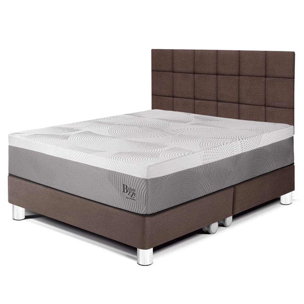 DORMITORIO PARAÍSO BALANZZE KING ROYAL + CABECERA BLOCKS CHOCOLATE + 2 ALMOHADAS VISCOELÁSTICAS - 1