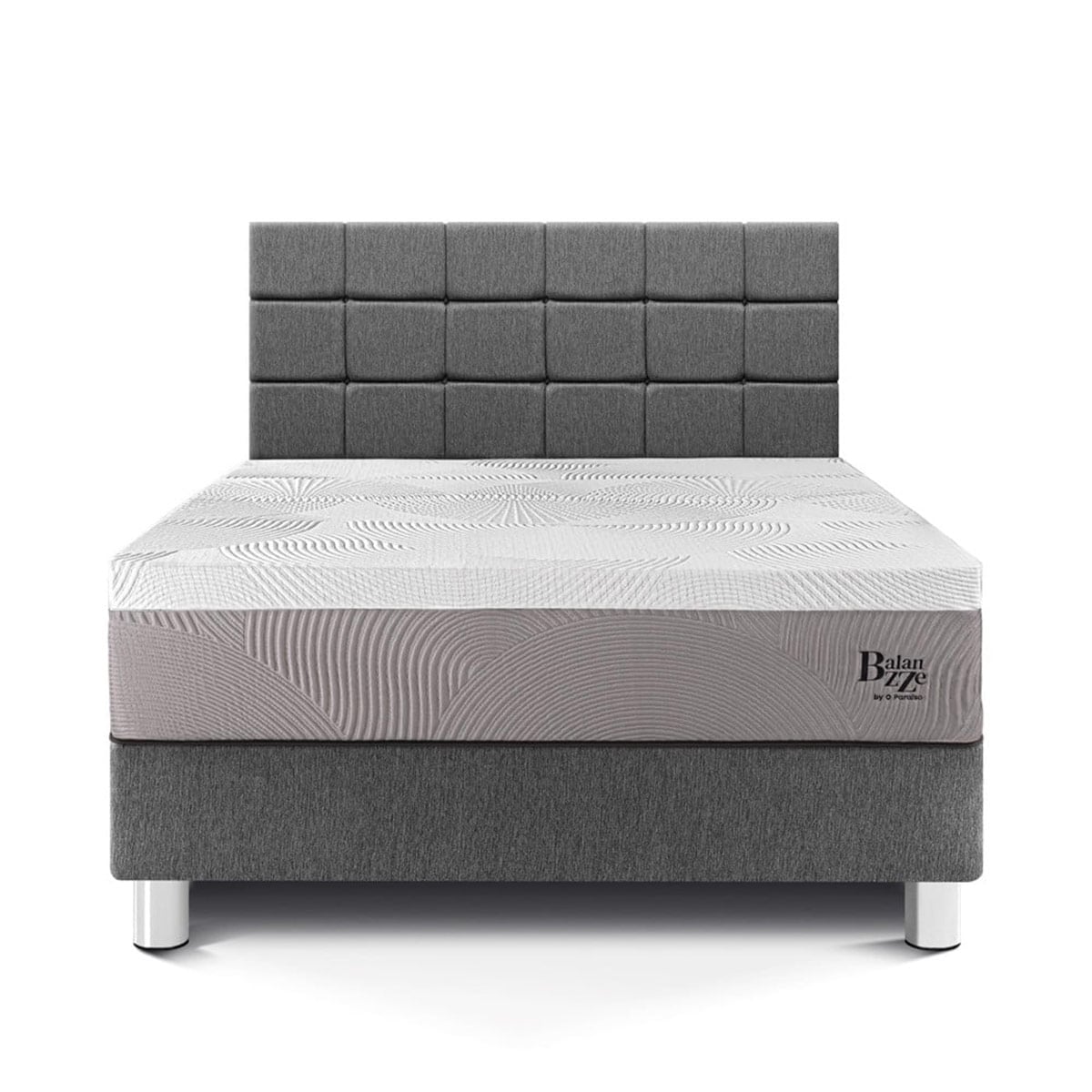 DORMITORIO PARAÍSO BALANZZE KING ROYAL + CABECERA BLOCKS GRIS + 2 ALMOHADAS VISCOELÁSTICAS - 3