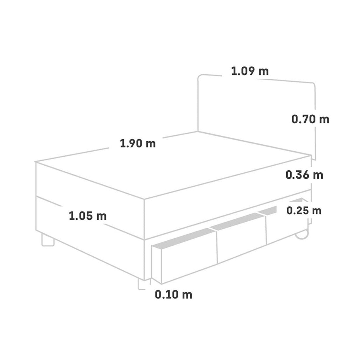 DORMITORIO CON CAJONES PARAÍSO BALANZZE 1.5 PLAZAS ROYAL + CABECERA BLOCKS GRIS + 1 ALMOHADA VISCOELÁSTICA - 5