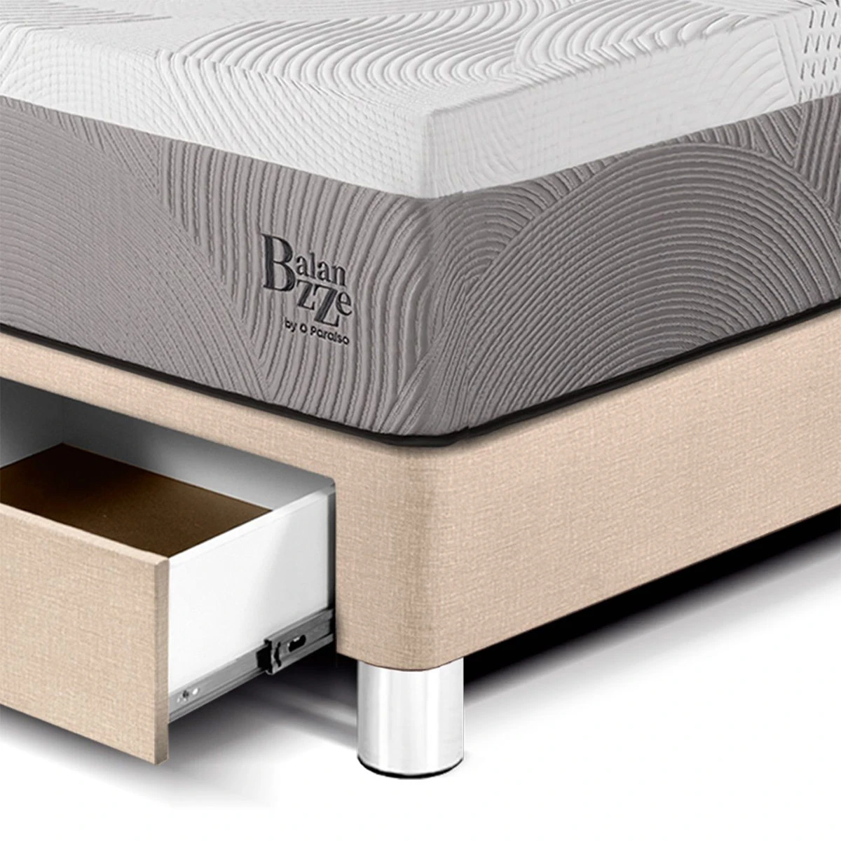 DORMITORIO CON CAJONES PARAÍSO BALANZZE KING ROYAL + CABECERA BLOCKS CHAMPAGNE + 2 ALMOHADAS VISCOELÁSTICAS - 2