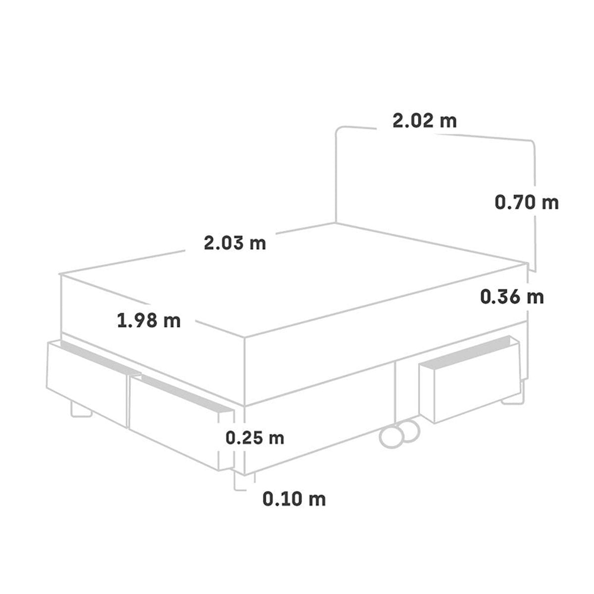 DORMITORIO CON CAJONES PARAÍSO BALANZZE KING ROYAL + CABECERA BLOCKS CHAMPAGNE + 2 ALMOHADAS VISCOELÁSTICAS - 5