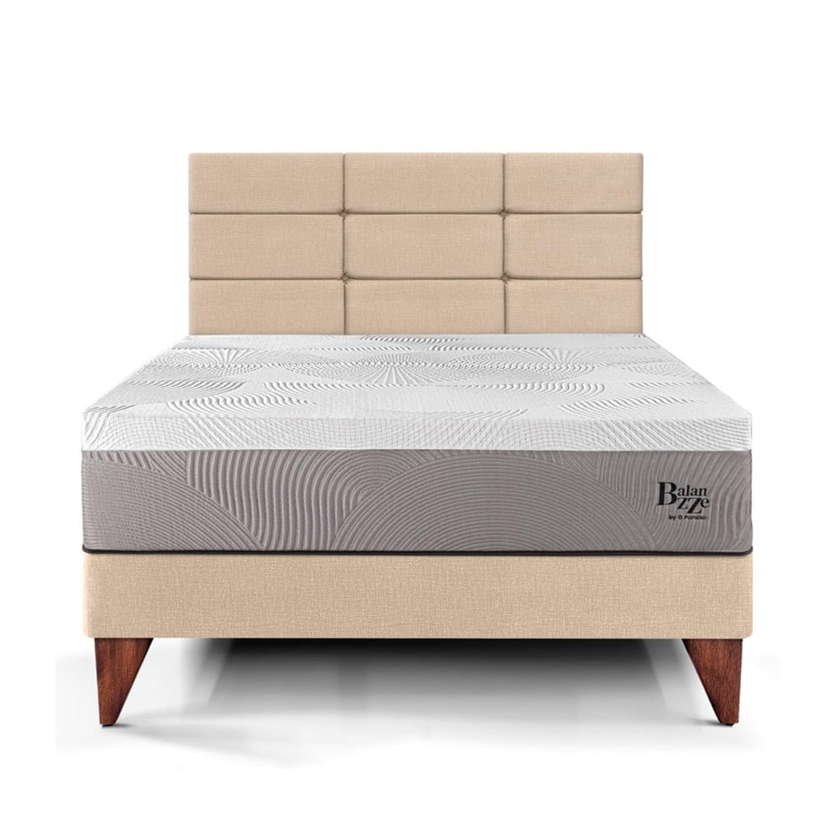 DORMITORIO EUROPEO PARAÍSO BALANZZE 1.5 PLAZAS ROYAL + CABECERA BLOCKS CHAMPAGNE + 1 ALMOHADA VISCOELÁSTICA - 3