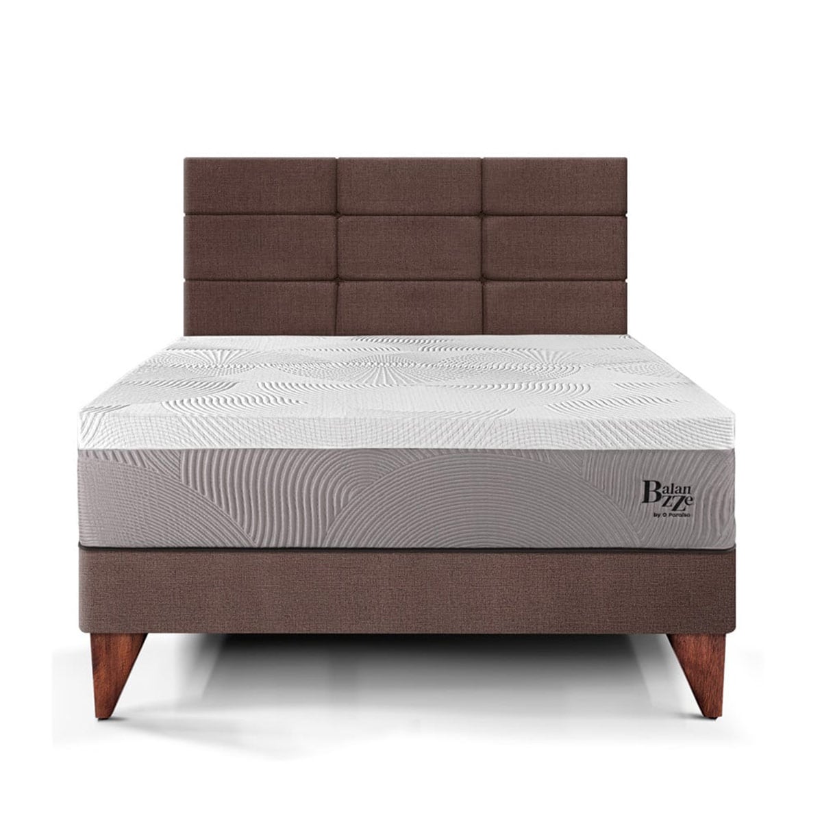 DORMITORIO EUROPEO PARAÍSO BALANZZE 1.5 PLAZAS ROYAL + CABECERA BLOCKS CHOCOLATE + 1 ALMOHADA VISCOELÁSTICA - 3