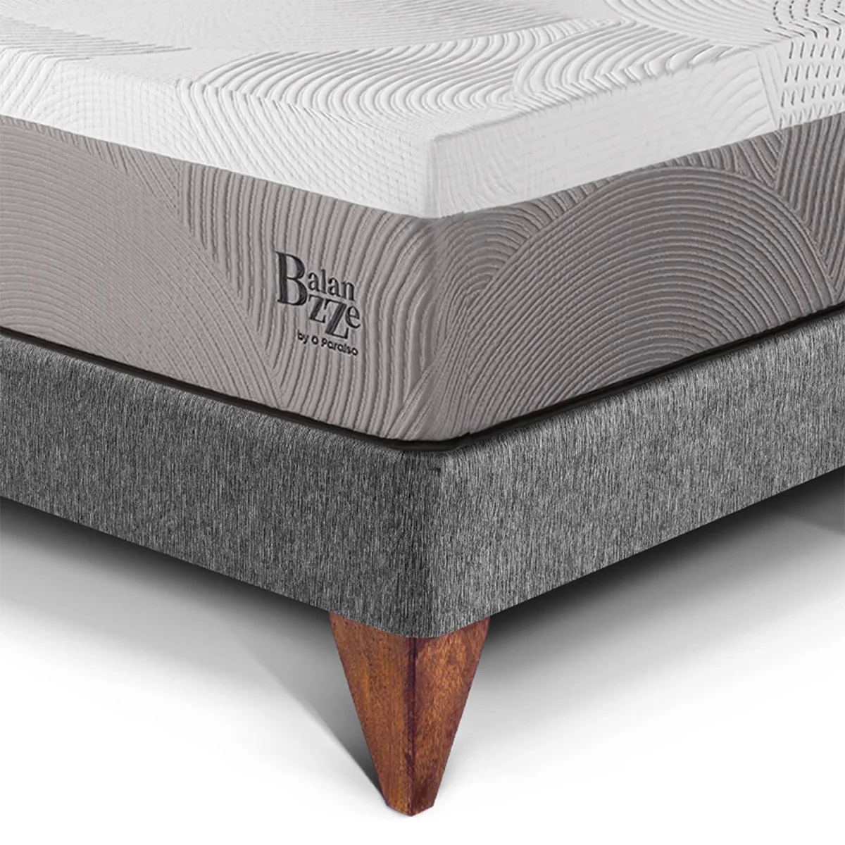 DORMITORIO EUROPEO PARAÍSO BALANZZE 1.5 PLAZAS ROYAL + CABECERA BLOCKS GRIS + 1 ALMOHADA VISCOELÁSTICA - 2
