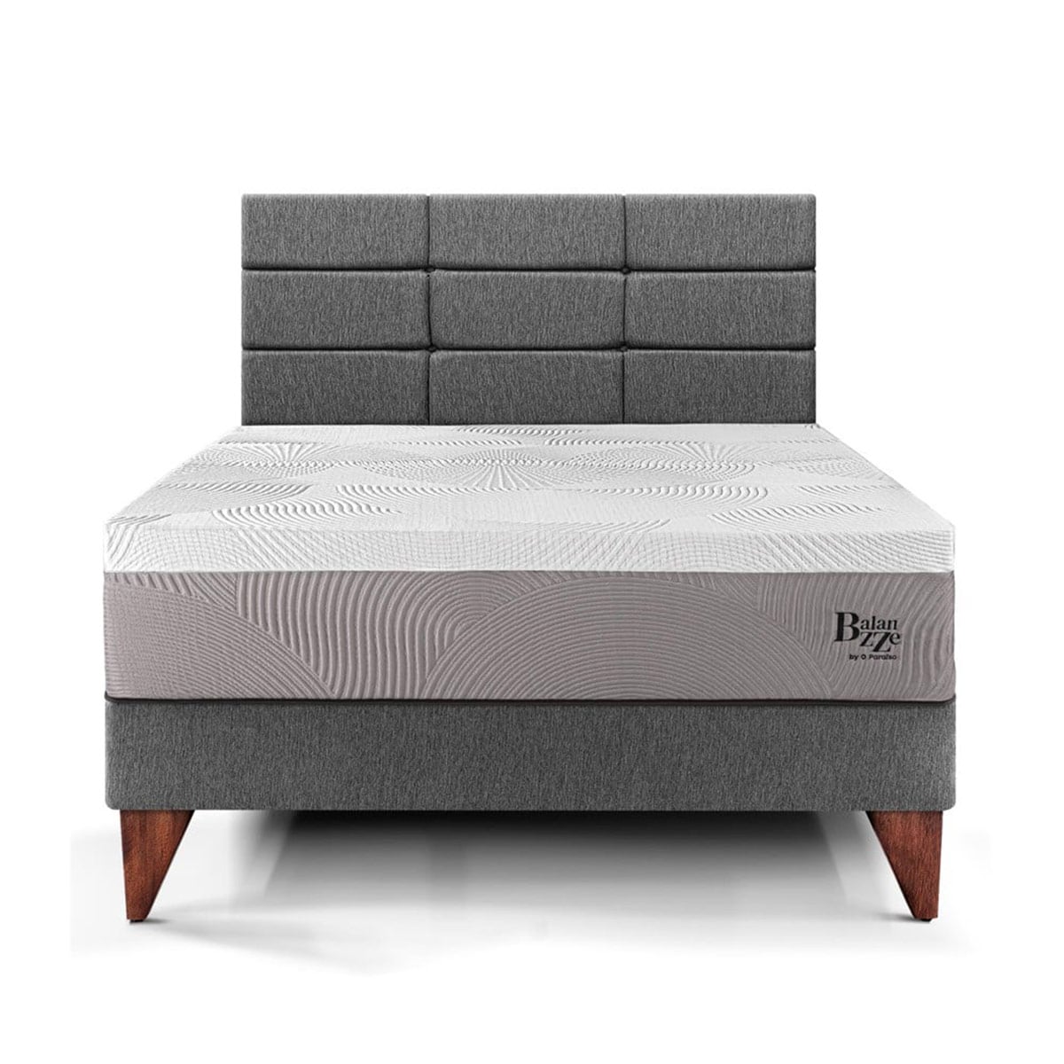 DORMITORIO EUROPEO PARAÍSO BALANZZE 1.5 PLAZAS ROYAL + CABECERA BLOCKS GRIS + 1 ALMOHADA VISCOELÁSTICA - 3