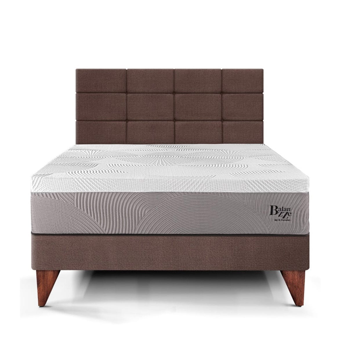 DORMITORIO EUROPEO PARAÍSO BALANZZE 2 PLAZAS ROYAL + CABECERA BLOCKS CHOCOLATE + 2 ALMOHADAS VISCOELÁSTICAS - 3