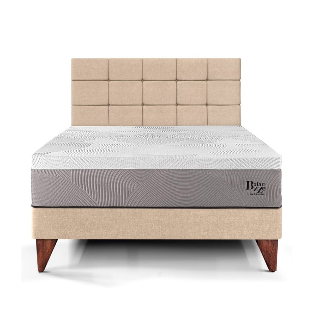DORMITORIO EUROPEO PARAÍSO BALANZZE QUEEN ROYAL + CABECERA BLOCKS CHAMPAGNE + 2 ALMOHADAS VISCOELÁSTICAS - 3