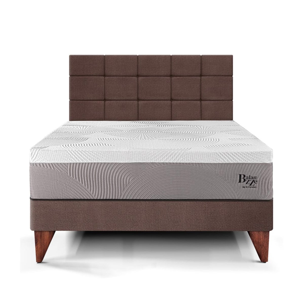 DORMITORIO EUROPEO PARAÍSO BALANZZE QUEEN ROYAL + CABECERA BLOCKS CHOCOLATE + 2 ALMOHADAS VISCOELÁSTICAS - 3