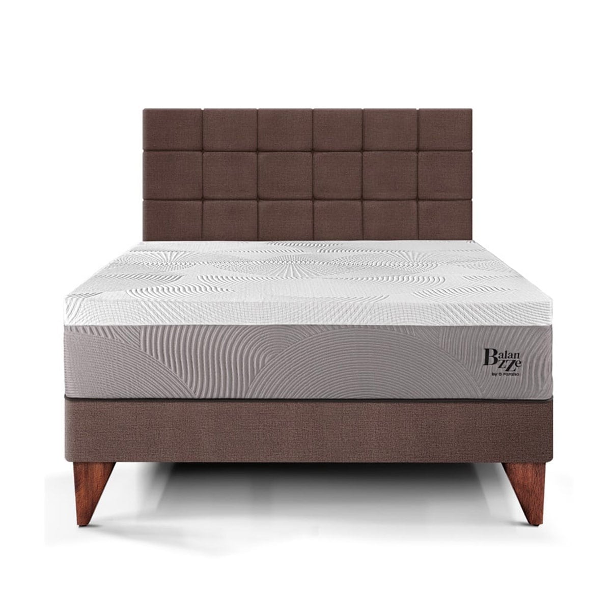 DORMITORIO EUROPEO PARAÍSO BALANZZE KING ROYAL + CABECERA BLOCKS CHOCOLATE + 2 ALMOHADAS VISCOELÁSTICAS - 3