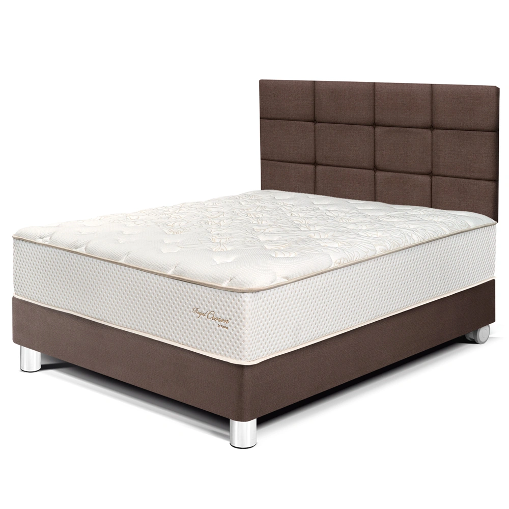 DORMITORIO PARAÍSO ROYAL CROWN 2 PLAZAS + CABECERA BLOCKS CHOCOLATE + 2 ALMOHADAS VISCOELÁSTICAS - 1