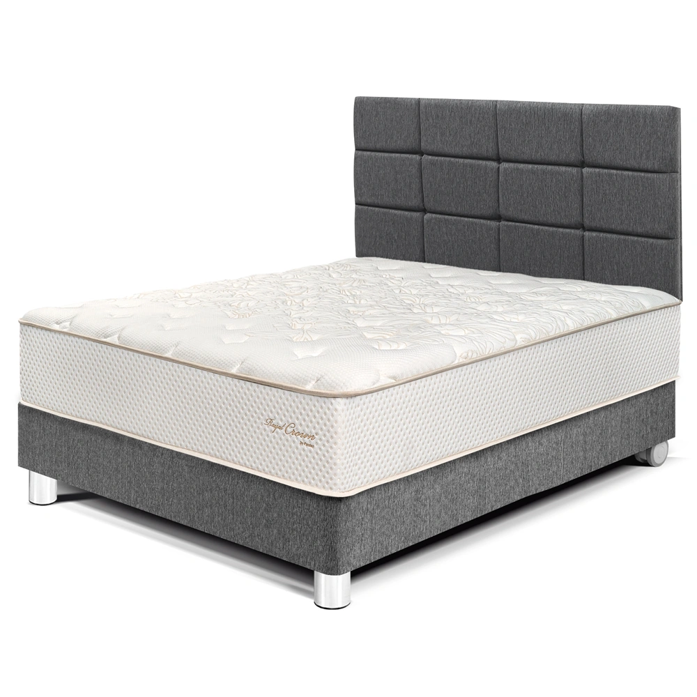 DORMITORIO PARAÍSO ROYAL CROWN 2 PLAZAS + CABECERA BLOCKS GRIS + 2 ALMOHADAS VISCOELÁSTICAS - 1